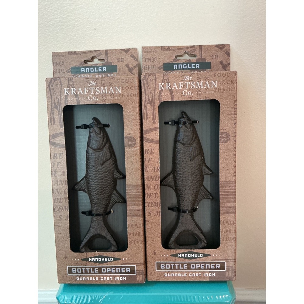 Two The Kraftsman Angler Fish Cast Iron Bottle Opener Durable New